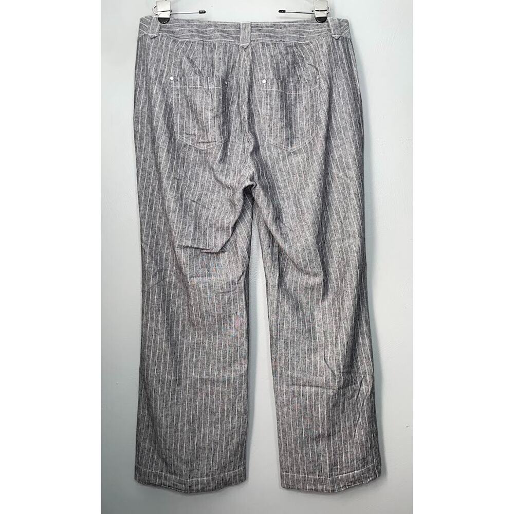 INC Plus Size 16W Gray Pinstripe Wide Leg Linen Pants Trousers Office Casual - Picture 4 of 12